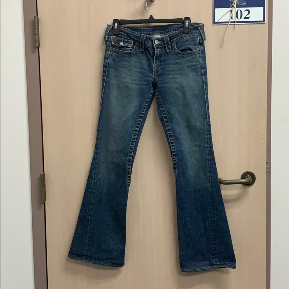 True Religion Distressed Joey Flare Leg Jeans